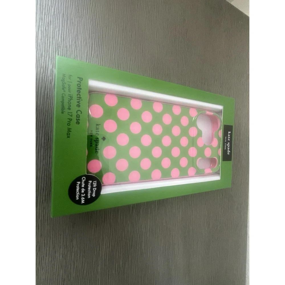 Kate‎ Spade iPhone 17 Pro Max Protective Polka Dot Case MagSafe Green Pink NIB